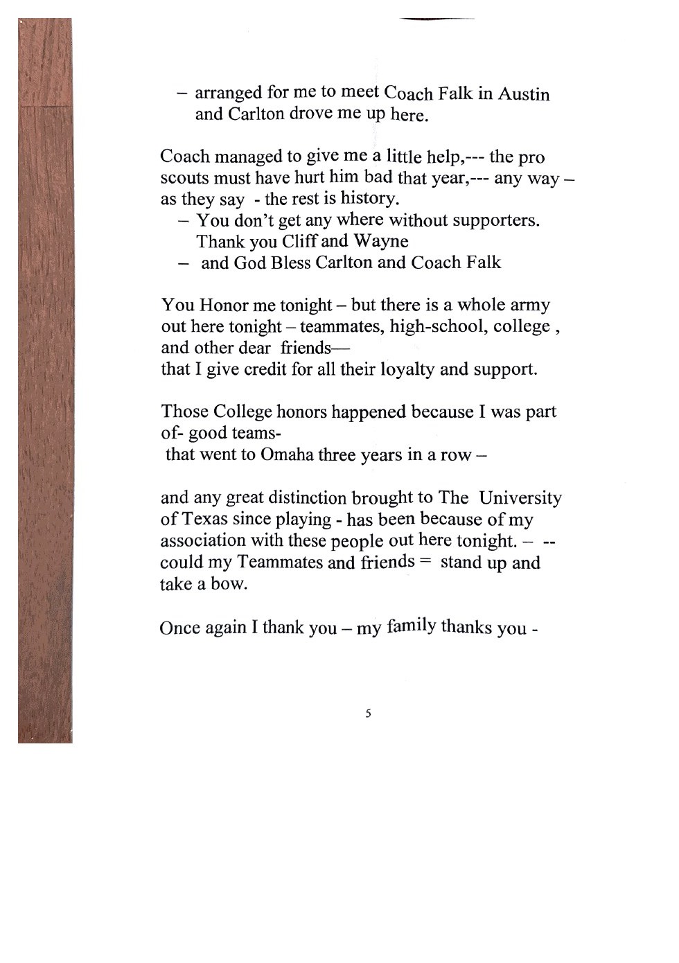 Final page of Chuck Knutson’s Hall of Honor acceptance speech
